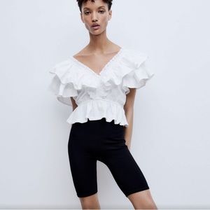 ZARA Contrasting Ruffled Top NEVER WORN